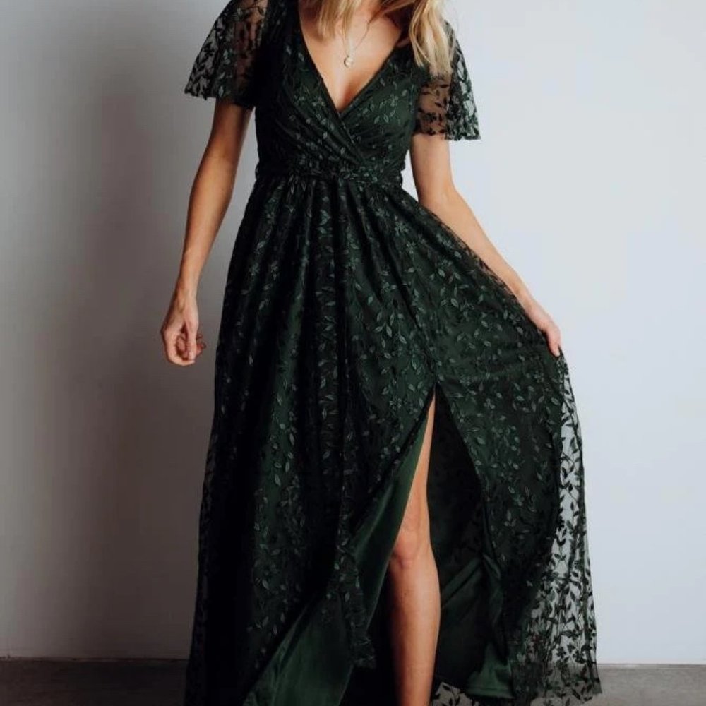 Baltic Born Marseille Embossed Maxi Dress - Green; Size XL